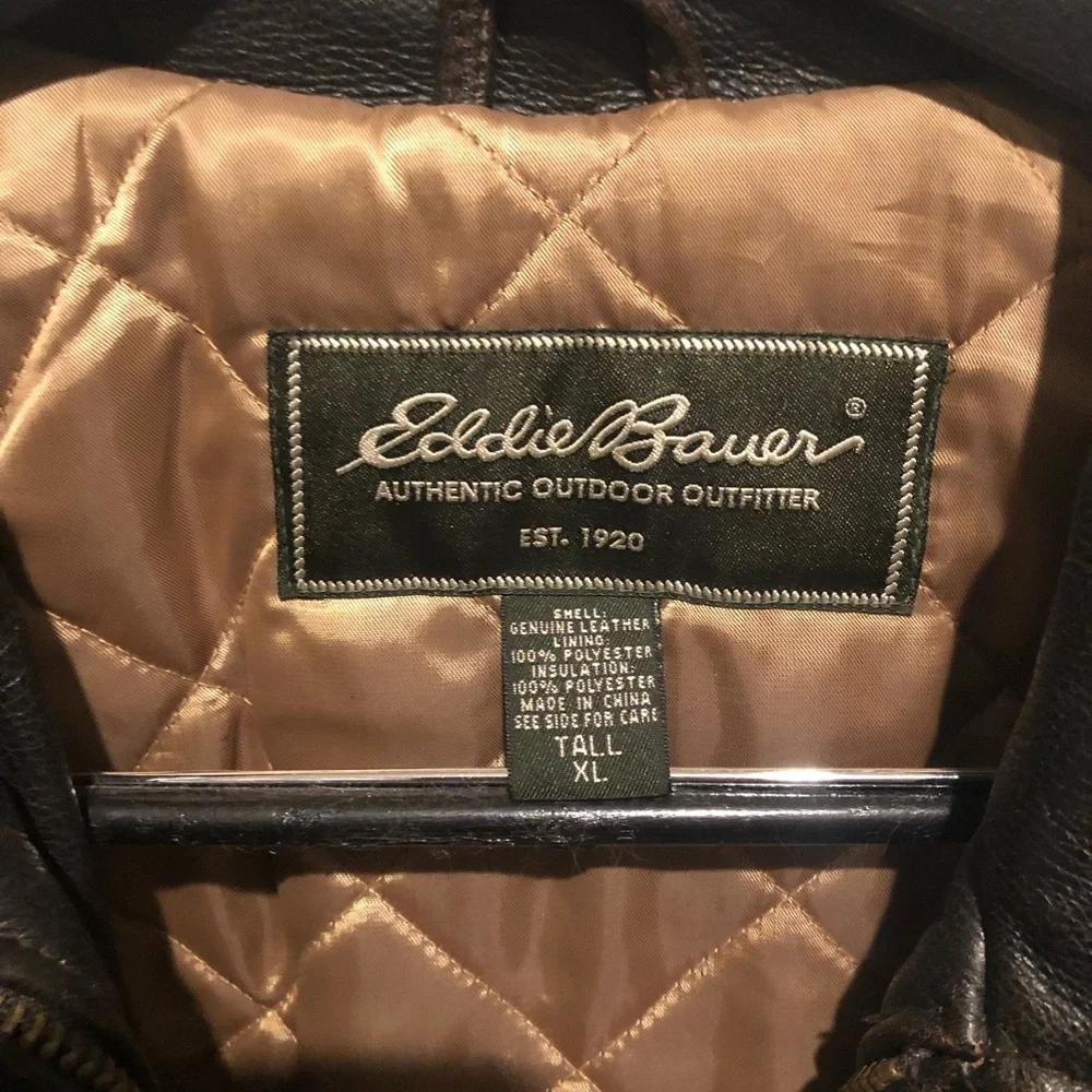 Eddie Bauer Dark Brown Leather Jacket - Picture 3 of 3